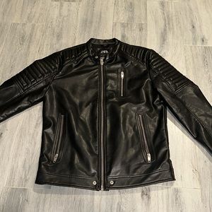 Zara women’s faux leather moto jacket